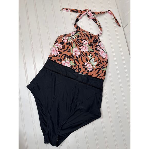 NWT Cupshe Halter Tummy Control & Floral & Animal One-Piece Swimsuit Bundle Sz L - Picture 6 of 11